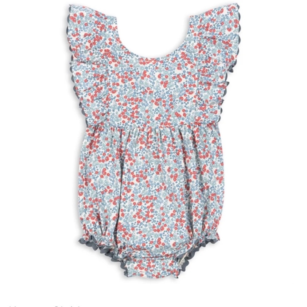 NEW Konges Slojd Verbena cotton romper in Bibi Blue floral 12 months - Picture 1 of 9